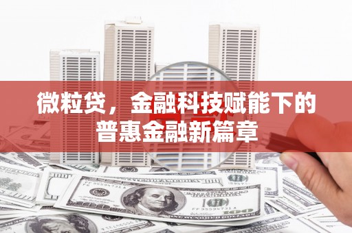 台前微粒贷，金融科技赋能下的普惠金融新篇章
