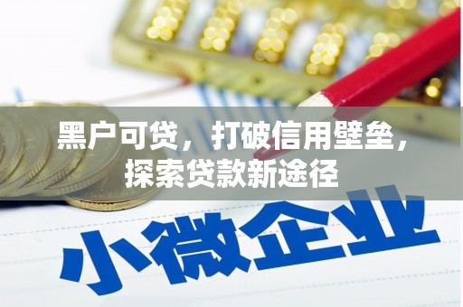 台前黑户可贷，打破信用壁垒，探索贷款新途径
