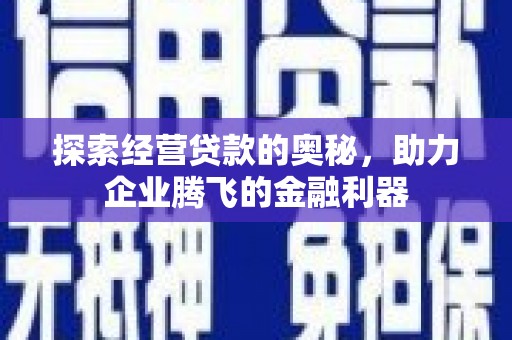 台前探索经营贷款的奥秘，助力企业腾飞的金融利器