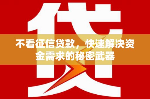 台前不看征信贷款，快速解决资金需求的秘密武器