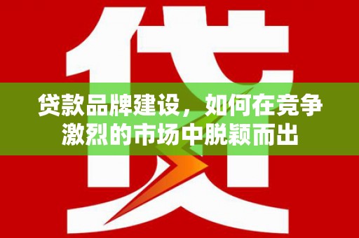 台前贷款品牌建设，如何在竞争激烈的市场中脱颖而出