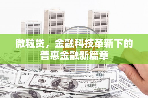 台前微粒贷，金融科技革新下的普惠金融新篇章
