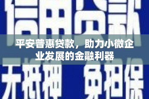 台前平安普惠贷款，助力小微企业发展的金融利器